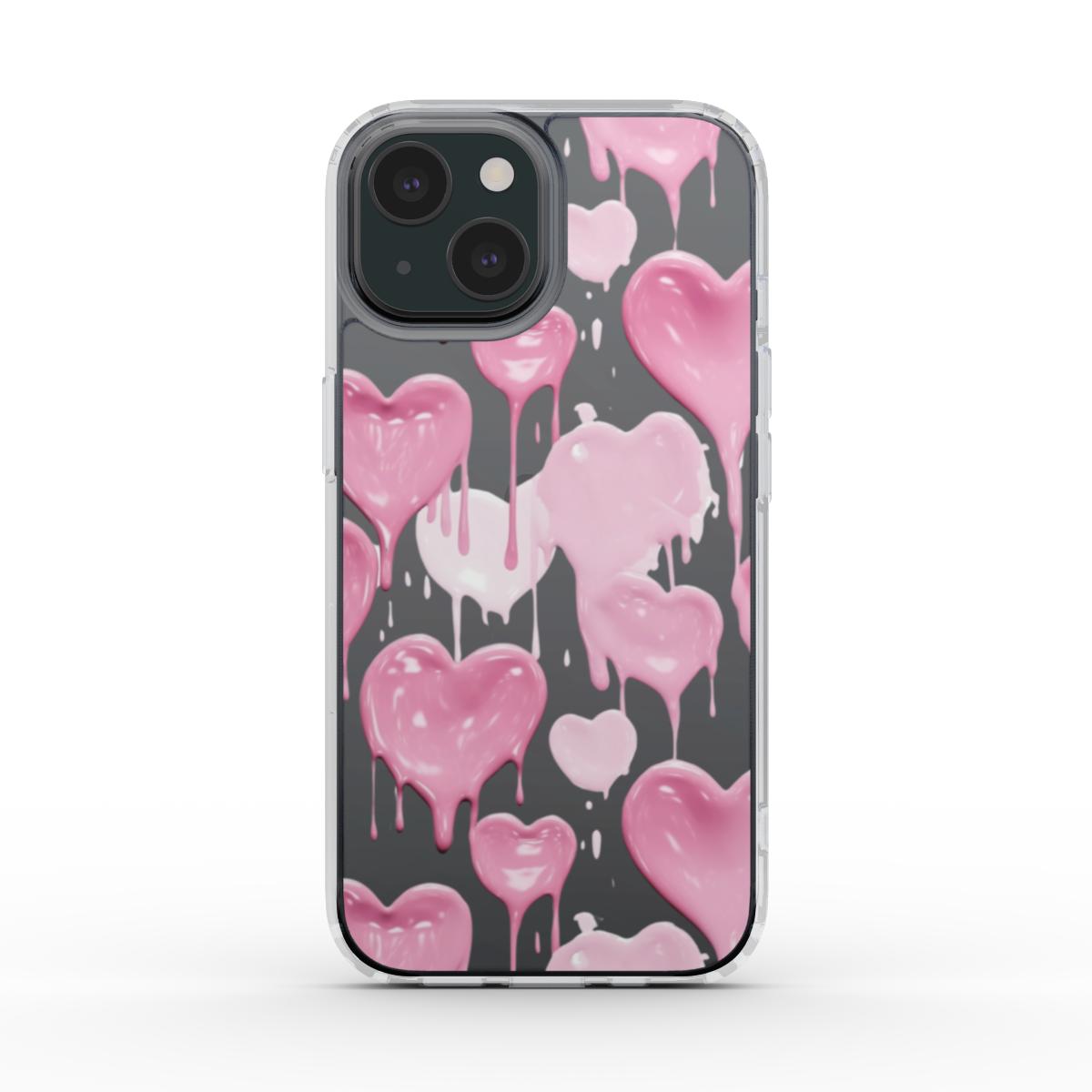 Dripping Paint Hearts Transparent Phone Case