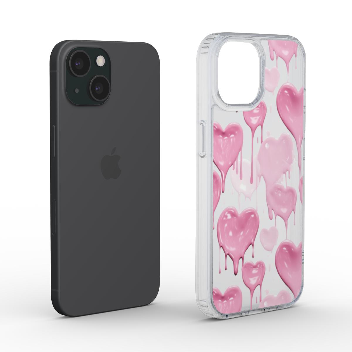 Dripping Paint Hearts Transparent Phone Case