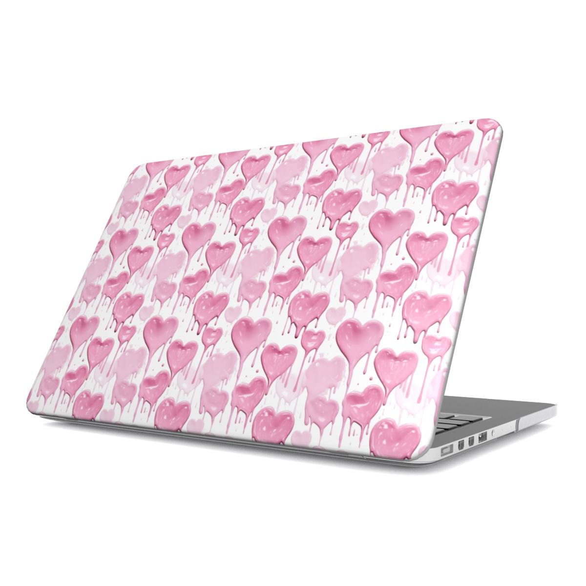 Dripping Paint Hearts MacBook Case