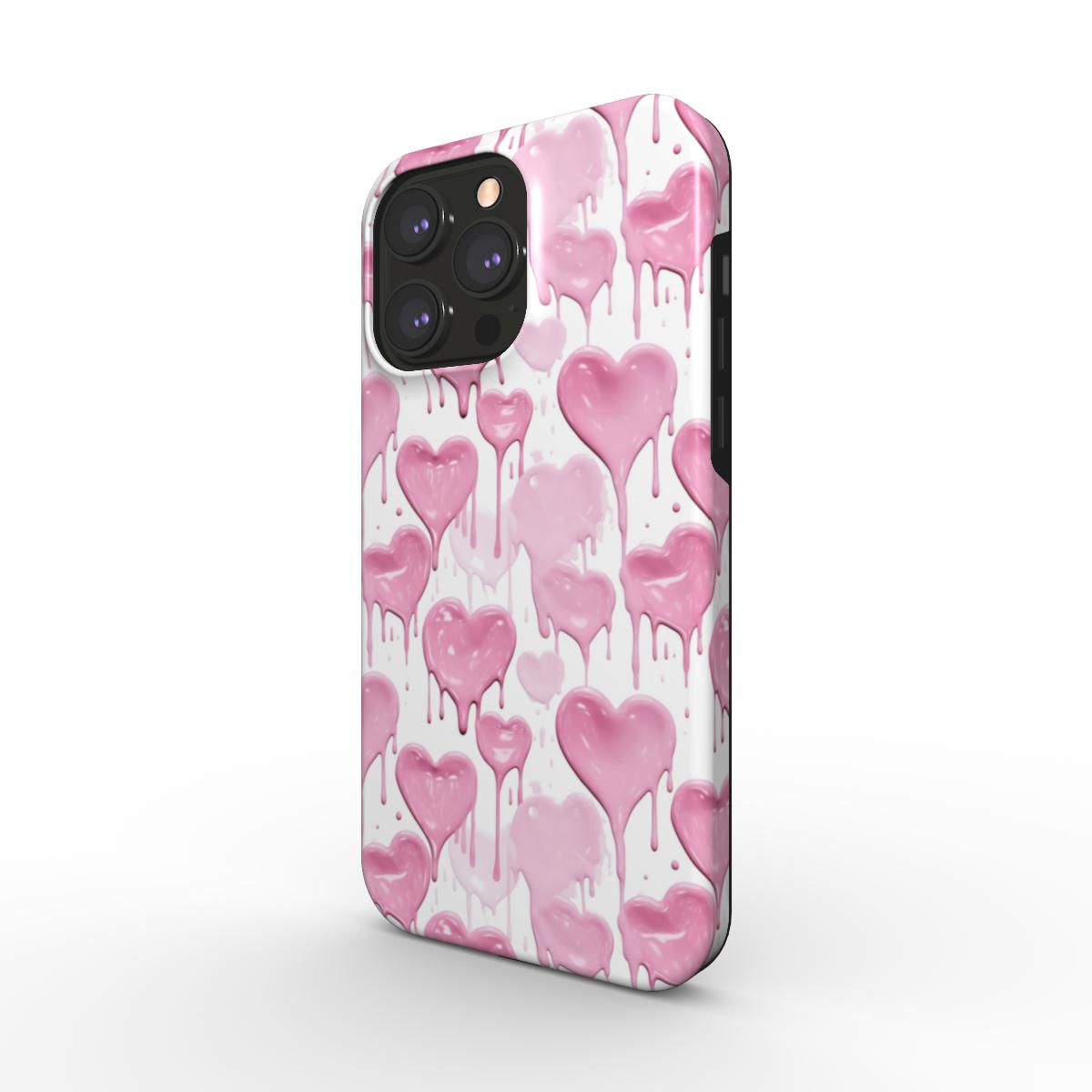 Pink Dripping Paint Hearts Phone Case (MagSafe)