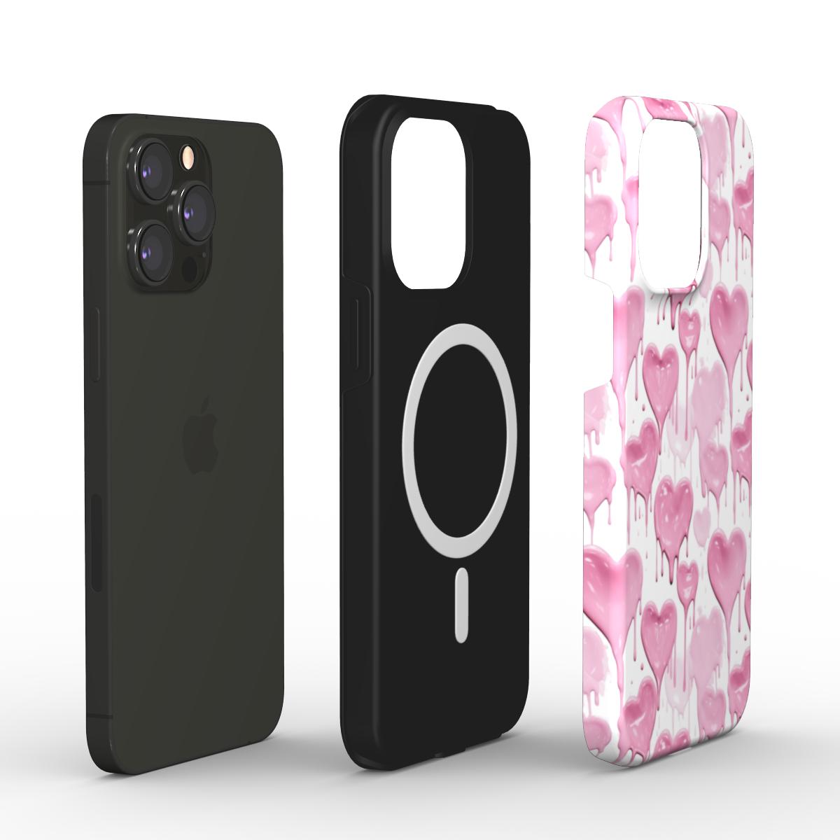 Pink Dripping Paint Hearts Phone Case (MagSafe)