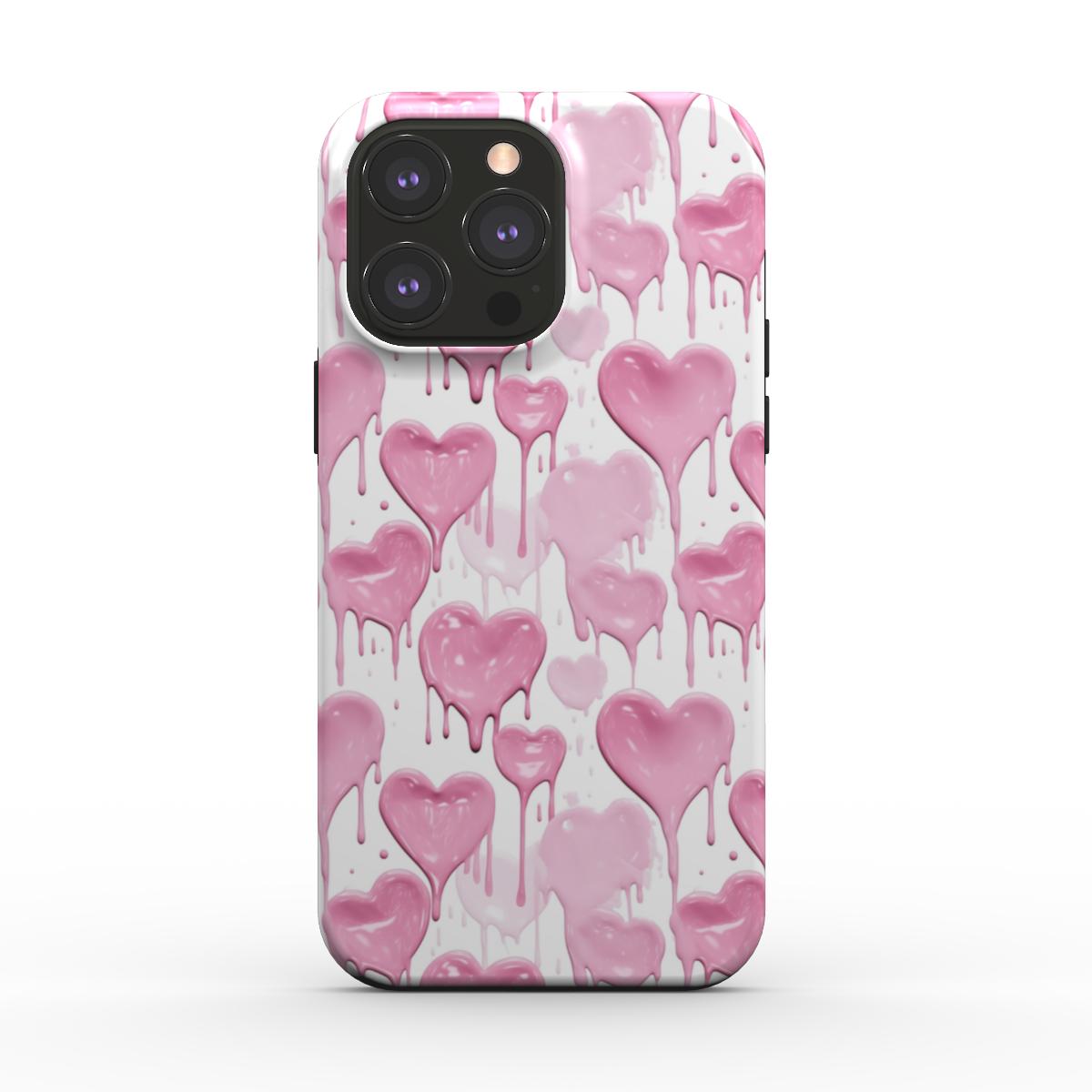 Pink Dripping Paint Hearts Phone Case (MagSafe)