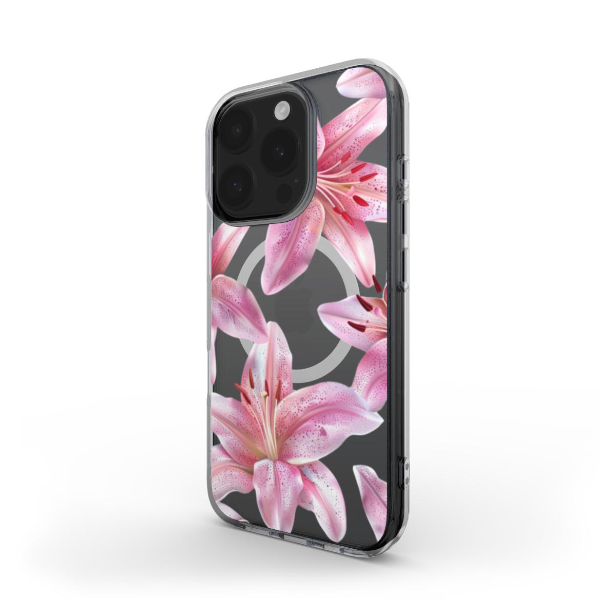 Pink Lillies MagSafe Clear Phone Case