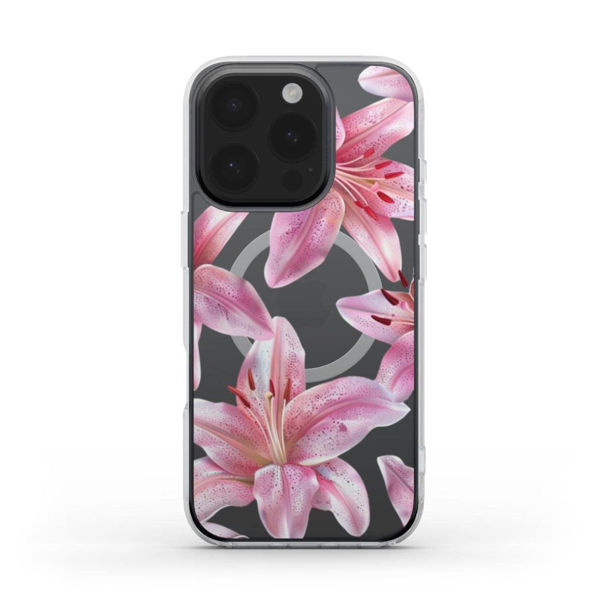 Pink Lillies MagSafe Clear Phone Case