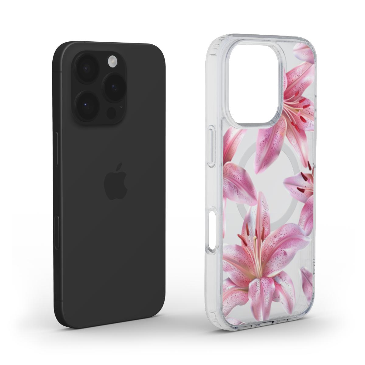 Pink Lillies MagSafe Clear Phone Case